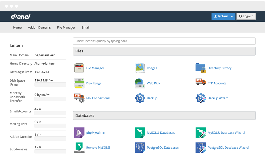 cPanel Dashboard